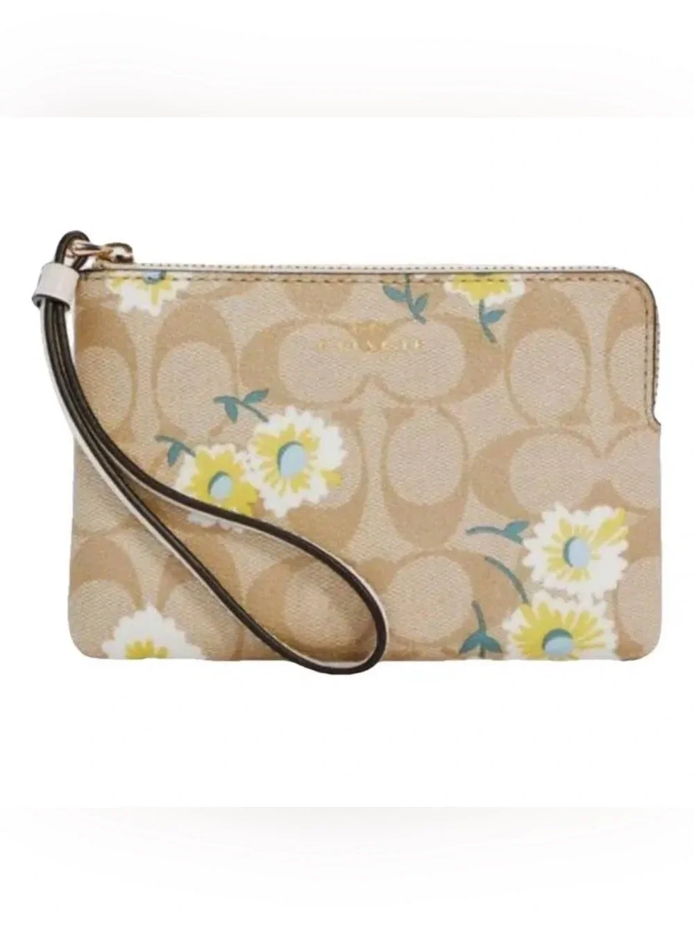 Coach Women's Signature Canvas Corner Zip Wristlet